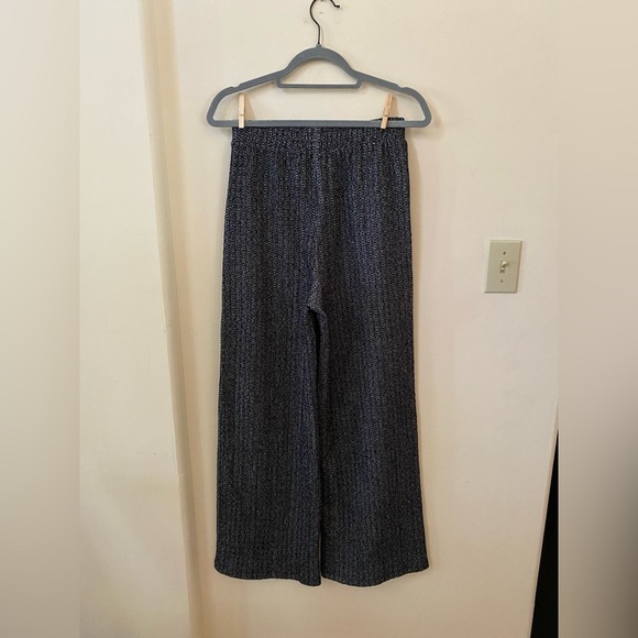 Zara Knit Wide Leg Pull On Pants Size S Textured Black & White Elastic Waist - Picture 7 of 9